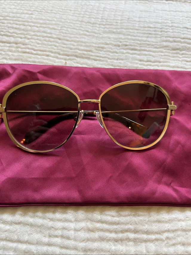 Gold Tone Metal Frame Ferragamo Sunglasses in gold|brown|red from Poshmark