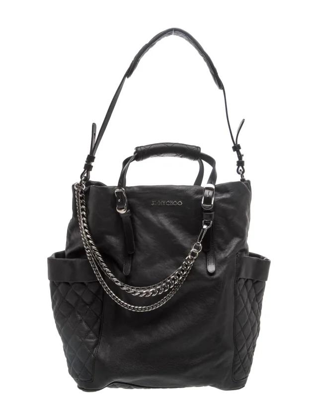Jimmy Choo Leather Tote in black Leather from The RealReal