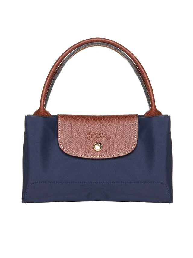 Longchamp Top Handle Bag — Navy Polyamide in Navy Leather from HEWI