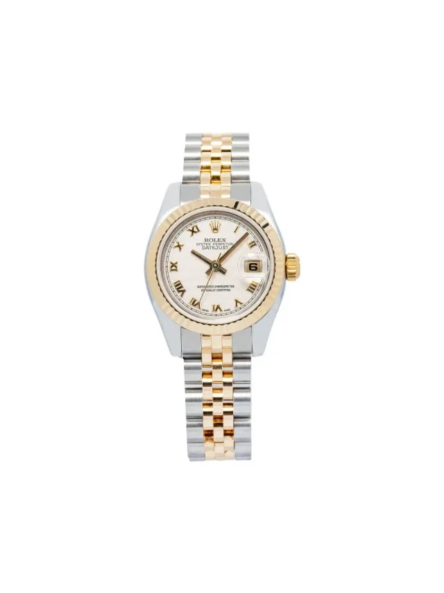 Rolex pre-owned Datejust 26mm - women - stainless steel/Yellow Gold - One Size - White in white from Farfetch