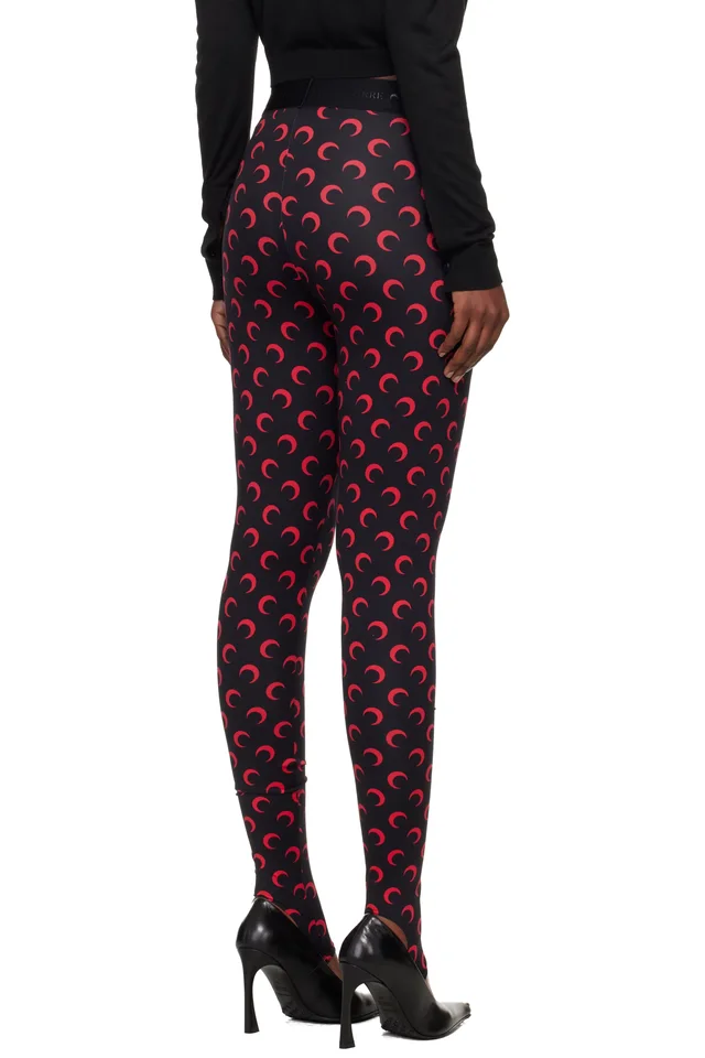Marine Serre Black Moon Printed Jersey Leggings, photo 3 of 4 from SSENSE