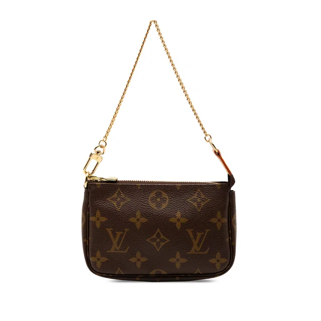 Brown Louis Vuitton Monogram Mini Pochette Accessoires Handbag in Brown Coated canvas from Designer Revival