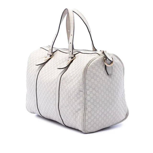 White Gucci Microguccissima Nice Boston Bag Satchel in White Leather from Designer Revival, photo 2 of 2