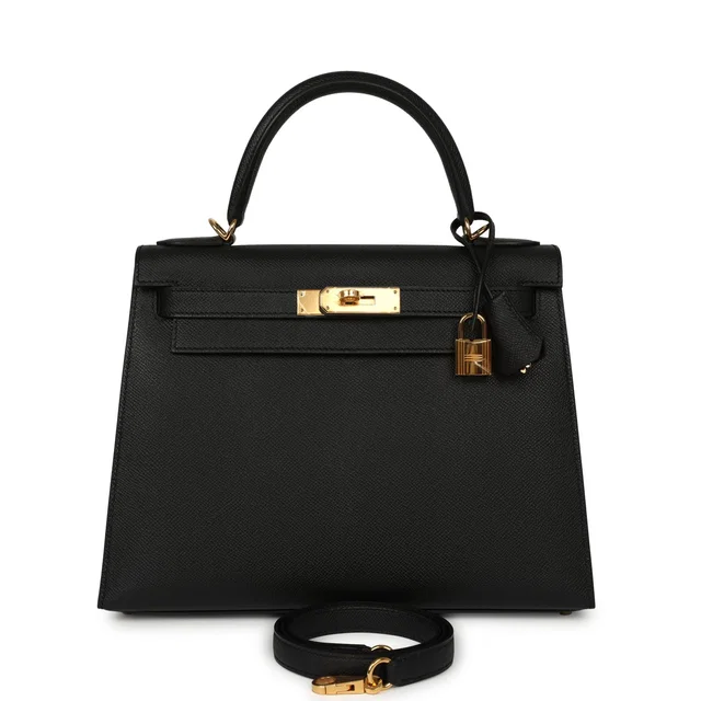 Hermès Kelly Sellier 28 Black Epsom Gold Hardware in Black Epsom leather from Madison Avenue Couture