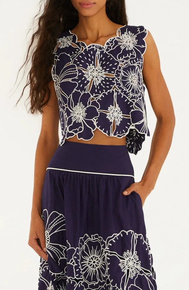 FARM Rio Richelieu Floral Embroidered Top in Blue from Nordstrom Rack, photo 1 of 1