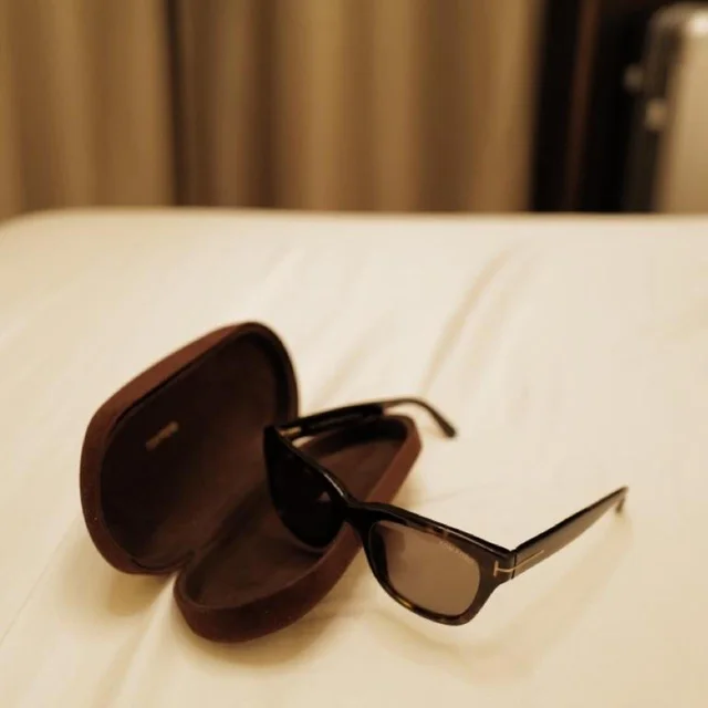 Tom Ford Men's Sunglasses - Brown/Black in black|brown|red from Depop, photo 3 of 8
