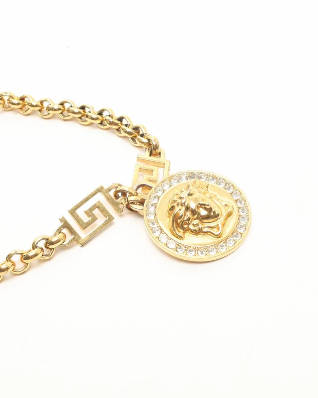 Versace Medusa Rhinestone Chain Necklace from A Retro Tale, photo 4 of 7