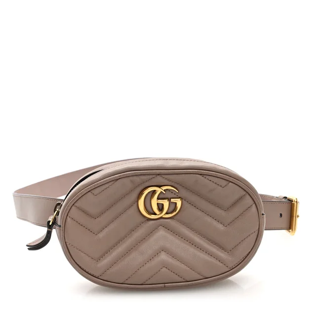 Gucci Matelasse GG Marmont Calfskin Belt Bag 85 34 - Porcelain Rose in Pink Calfskin from H&T