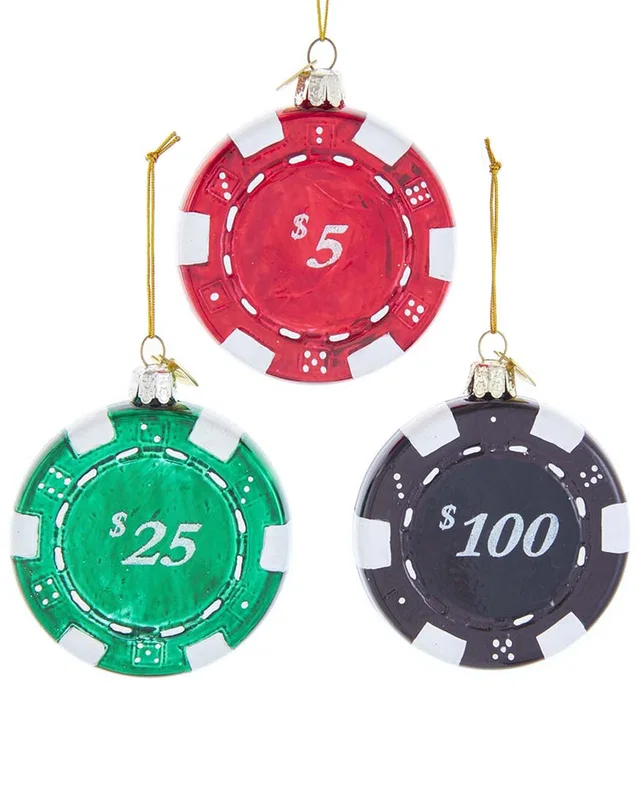 Kurt Adler Set Of 3 3.25in Noble Gems Casino Chips Ornaments, image 1 of 1 from Rue La La