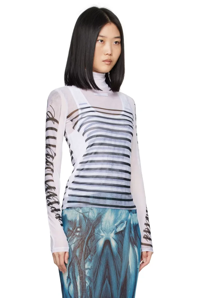 Jean Paul Gaultier White 'The Marinière' Turtleneck, photo 2 of 5 from SSENSE
