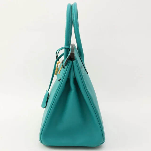 Hermès 2017 Birkin 30 Bleu Paon in Blue Epsom leather from VINTAGE QOO TOKYO, photo 4 of 11