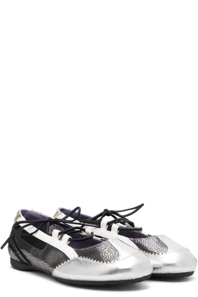 Diesel Black & Silver D-Mile Lace-Up Ballerina Flats, photo 4 of 5 from SSENSE
