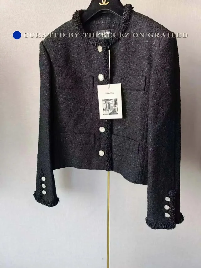 Chanel Textured Jacket, Women's (Size M) in black from Grailed