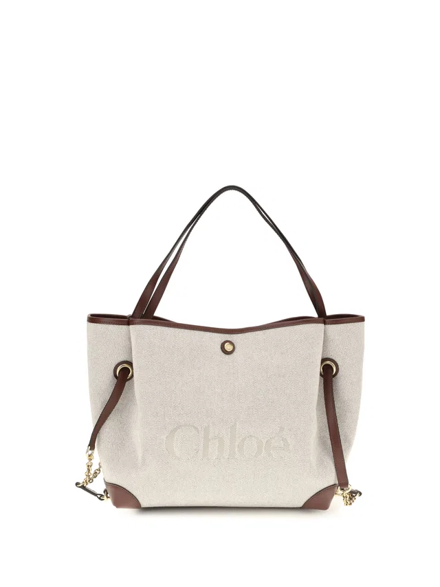 Chloé Clover Tote Bag — Brown Cotton in Brown Calfskin from HEWI