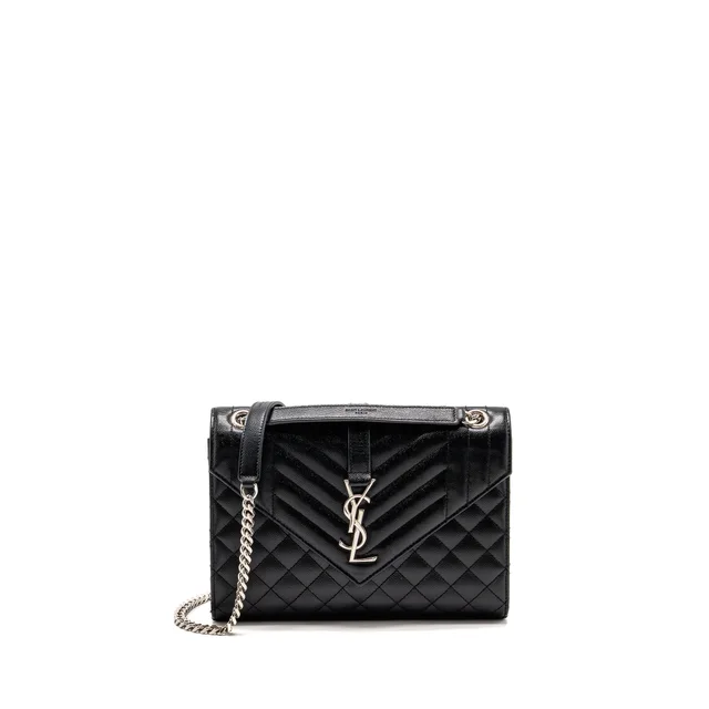 Saint Laurent Medium envelop bag grained calfskin black SHW in Black Caviar leather from EMIER