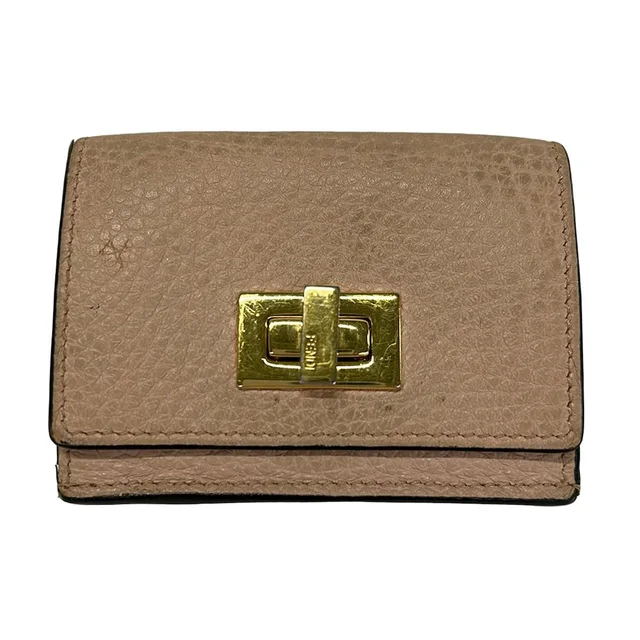 Fendi Trifold Wallet Peekaboo Light Pink Leather in Pink Leather from The Reluxe