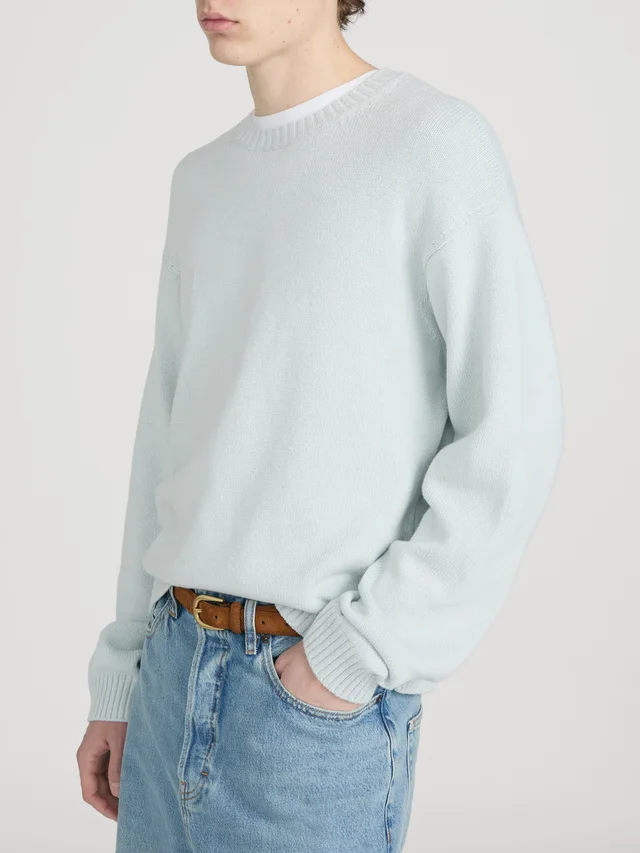 FRAME Cotton Silk Crewneck Sweater in Pale Blue, photo 5 of 14 from FRAME