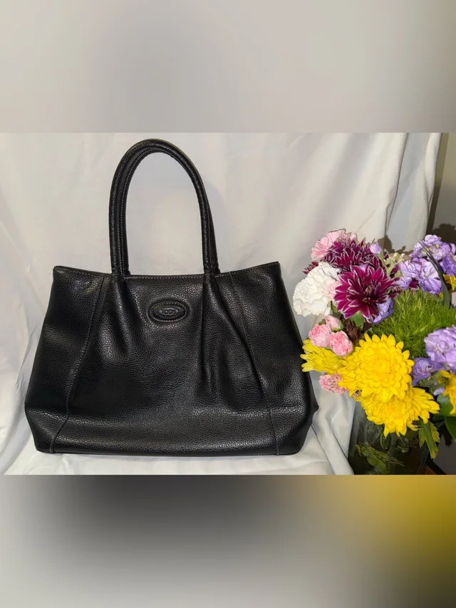 Tod's Pebbled Leather Tote Bag Large Italian Quiet Luxury Shopper in black Leather from Poshmark