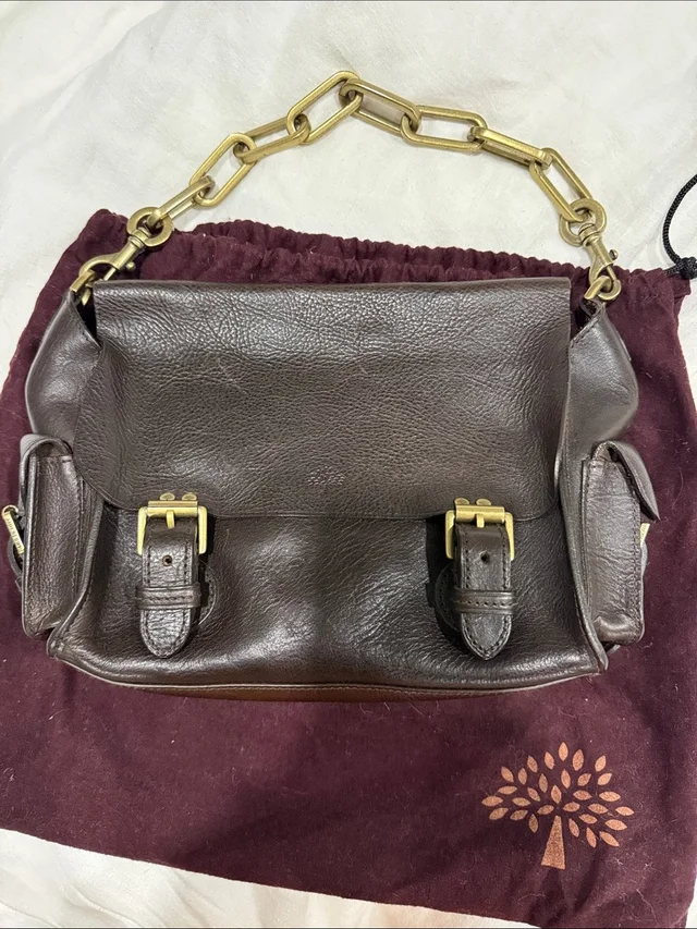 Mulberry Dark Brown Leather Shoulder Bag in gold|brown|red Leather from Poshmark