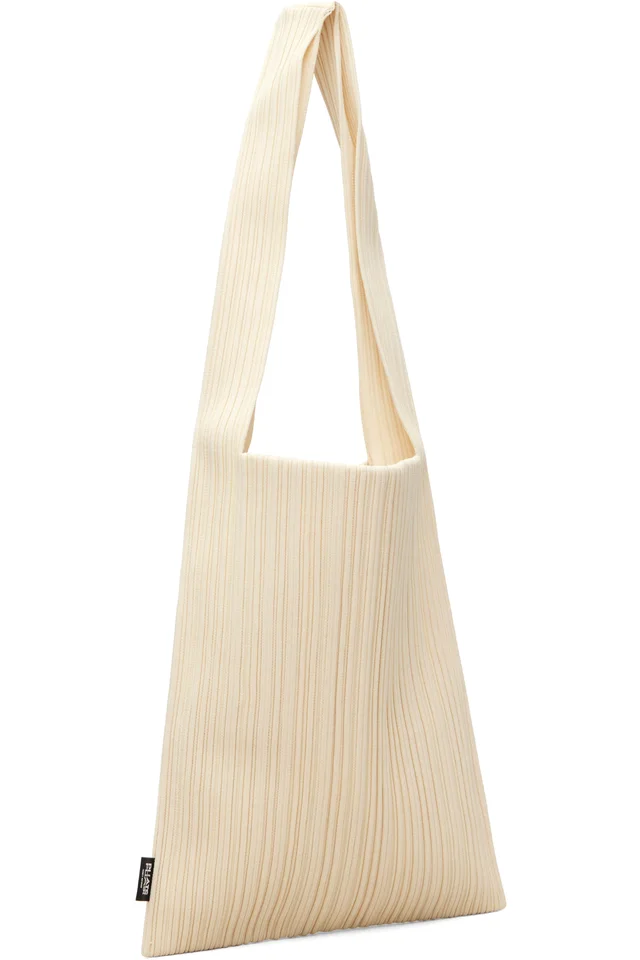 PLEATS PLEASE ISSEY MIYAKE Beige Crepe Knit Tote, photo 3 of 4 from SSENSE