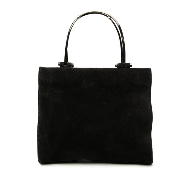 Black Gucci Suede Metal Handle Bag in Black Suede from Designer Revival