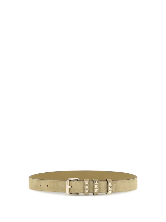 Valentino Garavani Rockstud Belt — Beige Suede in Beige Suede from HEWI