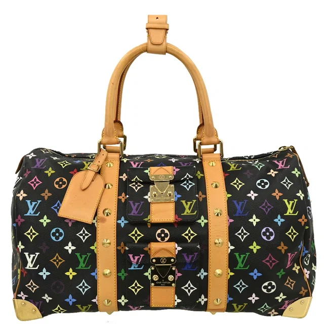 Louis Vuitton 2003 Black Monogram Multicolor Keepall 45 Handbag M92640 in Black Canvas from AMORE Vintage Tokyo