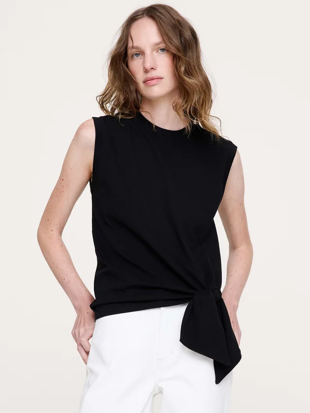 Banana Republic Vintage Cotton Tie-Hem Tank in Black from Banana Republic (Canada), photo 1 of 1