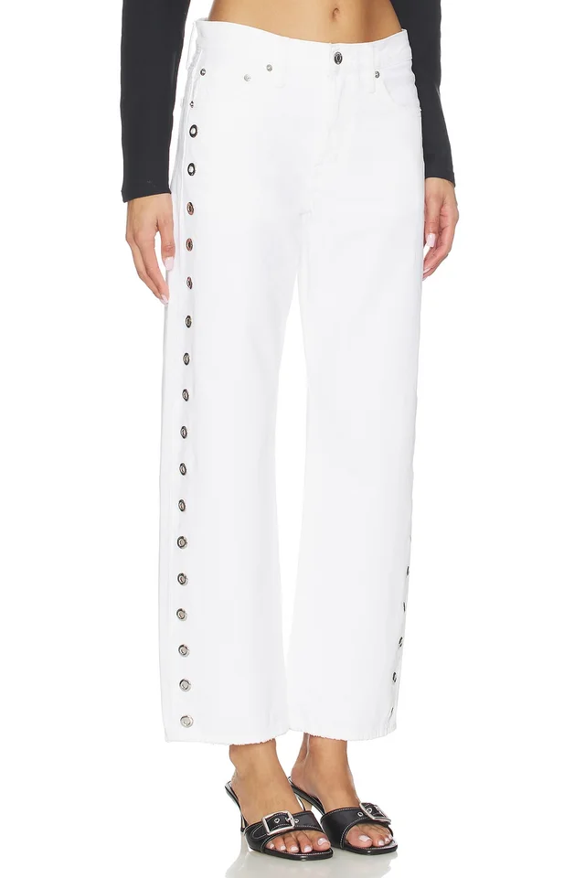 PISTOLA Lexi Mid Rise Bowed Straight Jeans in Vivid White, photo 2 of 6 from REVOLVE (Canada)