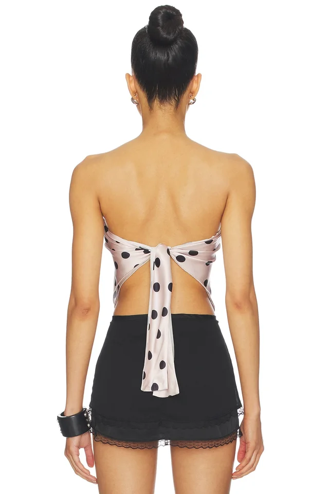 MORE TO COME Wesson Scarf Top in Cream & Black Dot, photo 3 of 4 from REVOLVE (Canada)
