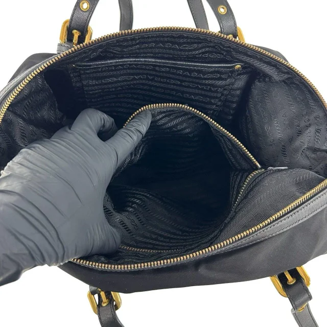 Prada Leather Tote Bag in Black Nylon from LuxUness, photo 10 of 10