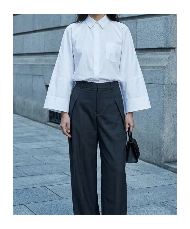 Sacai Flared Cropped Poplin Shirt, photo 3 of 5 from SENSER