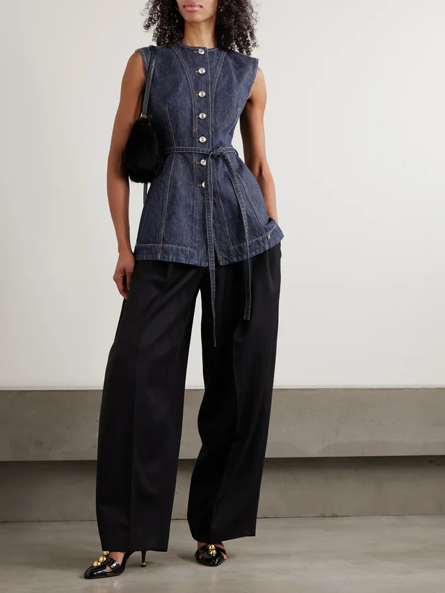 SPORTMAX Spddominio belted denim vest in Blue, photo 2 of 2 from NET-A-PORTER (Canada)