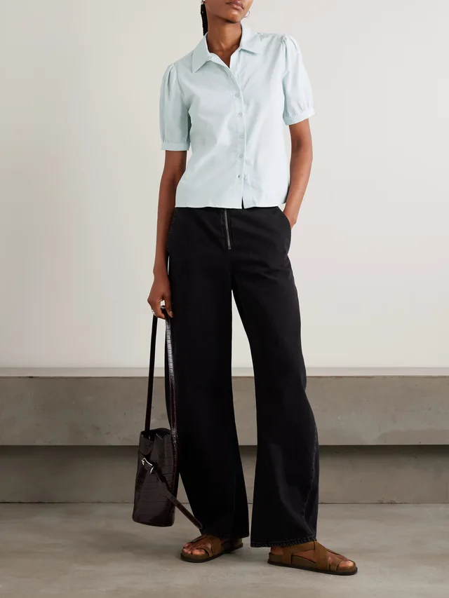 FRAME Cotton-corduroy blouse in Blue, photo 2 of 2 from NET-A-PORTER (Canada)