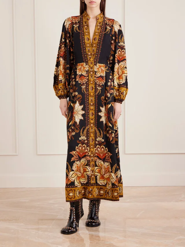FARM RIO Majestic Garden pleated floral-print twill maxi dress in Black, photo 2 of 2 from NET-A-PORTER (Canada)