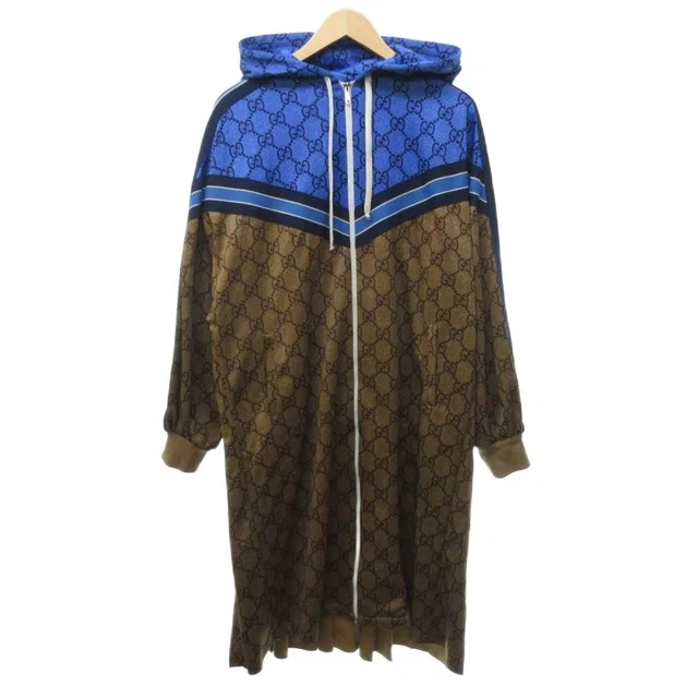Gucci GG Technical Color Contrast Back Pleats Jersey Hoodie Brown XS in Brown Nylon from The Reluxe