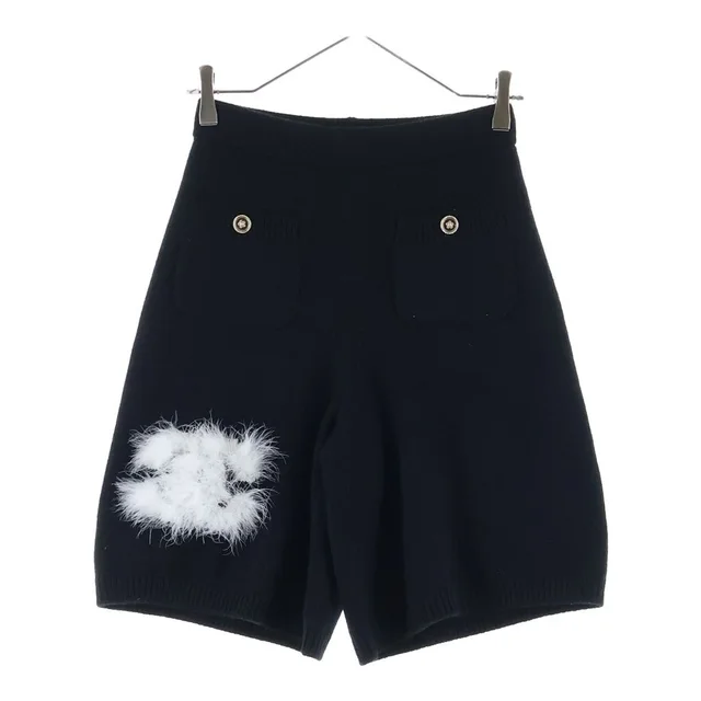 Chanel CC Logo Cashmere Shorts Black in Black Cashmere from The Reluxe