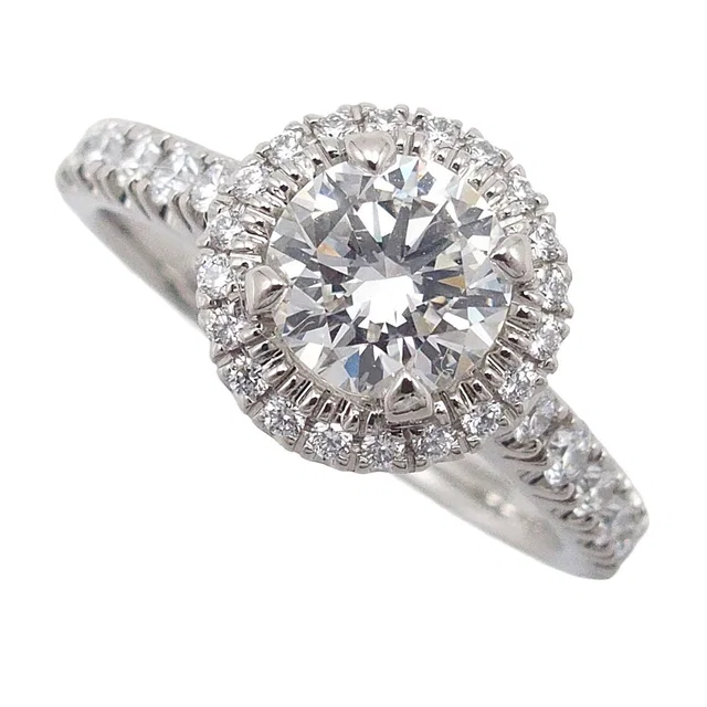 Cartier Destinee Solitaire Ring Platinum Diamond Pave 48 from The Reluxe
