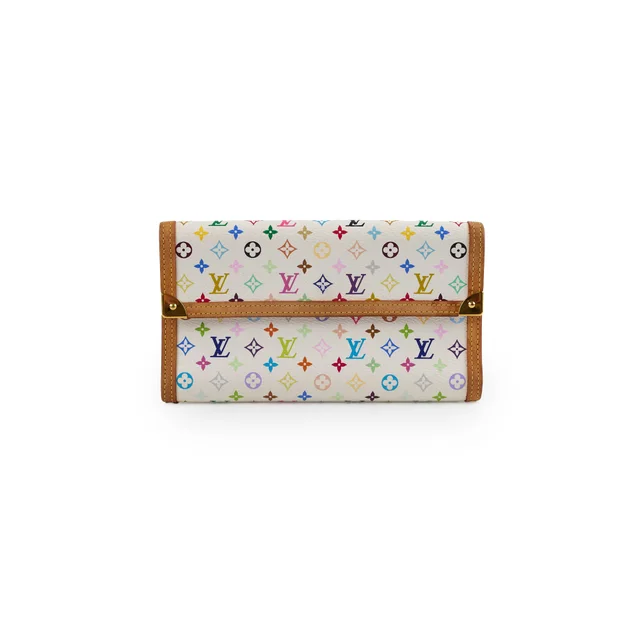 Louis Vuitton Multicolor Fold Long Wallet White in White Canvas from The Purse Affair