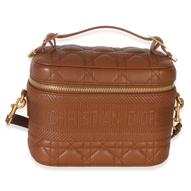 Dior Brown Lambskin Cannage Small DiorTravel Vanity in Brown Lambskin from myGemma