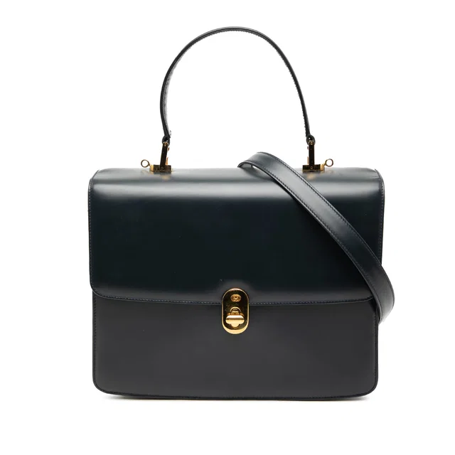 Blue Gucci Calfskin Turnlock Sideline Handbag Satchel in Blue Calfskin from Designer Revival
