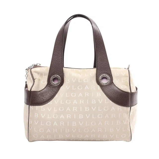 Bvlgari Logo Mania Canvas Leather Handbag in Canvas from LuxUness