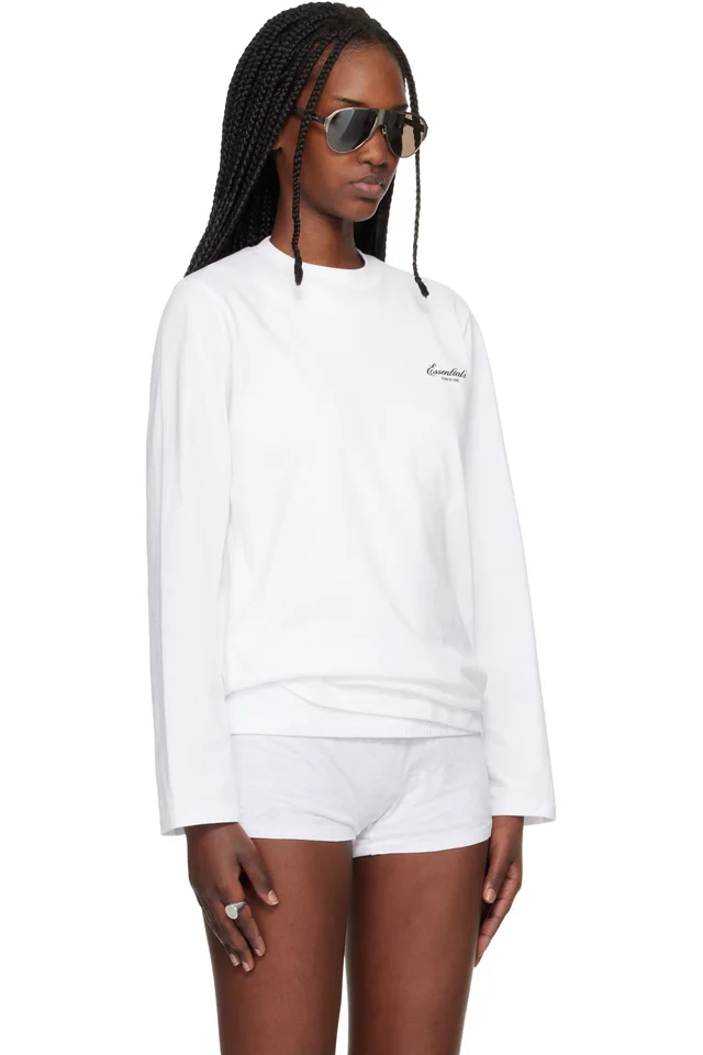 Fear of God ESSENTIALS White Classic Long Sleeve T-shirt, photo 2 of 4 from SSENSE