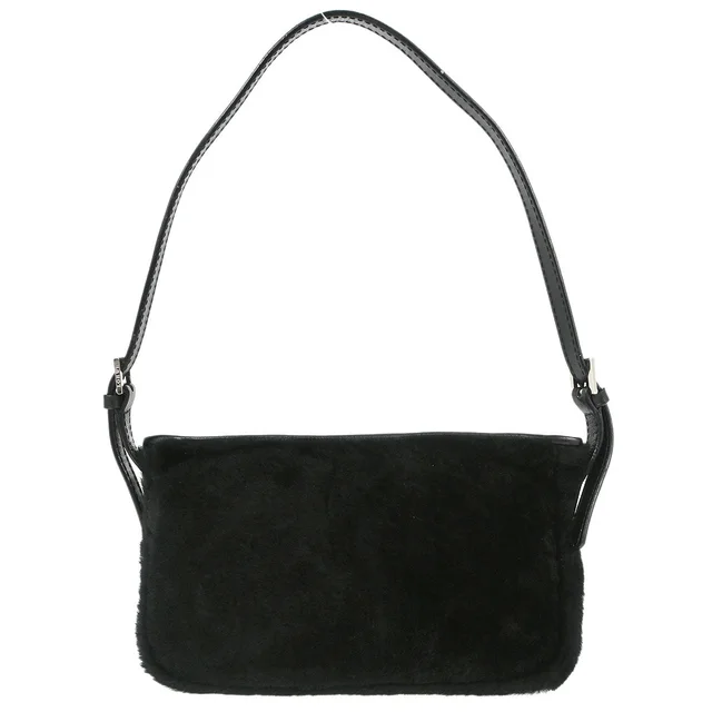 Loewe Black Fur Handbag in Black Leather from AMORE Vintage Tokyo