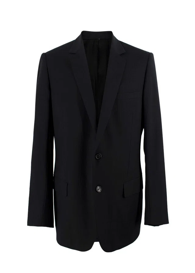 Dior Homme Black Single Breasted Wool Blazer in Black Wool from HEWI