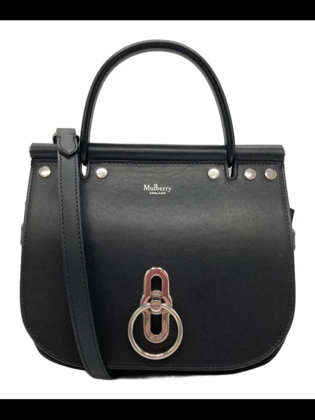 Mulberry Leather Satchel With Silver Ring Detail in black Leather from Poshmark
