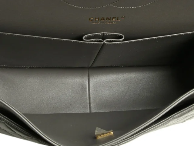 Chanel Jumbo Dark Gray Quilted Lambskin Classic Double Flap in Grey Lambskin from Ann's Fabulous Finds, photo 8 of 9
