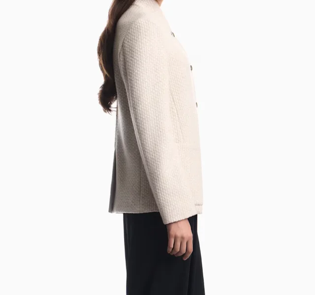Emporio Armani High-neck virgin wool blazer with a jacquard knit effect, photo 6 of 8 from SENSER