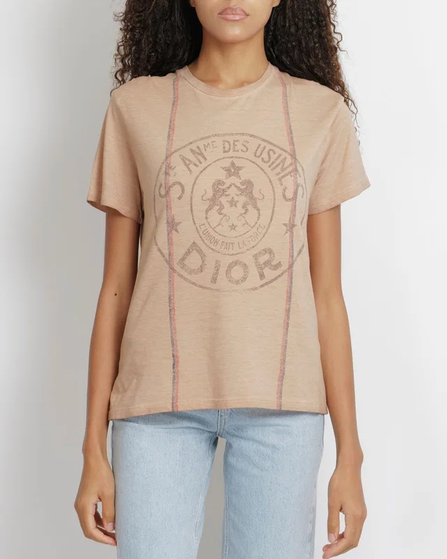 Dior Beige T-Shirt with St Anne Logo Print Size FR 36 (UK 8) in Beige from Sellier