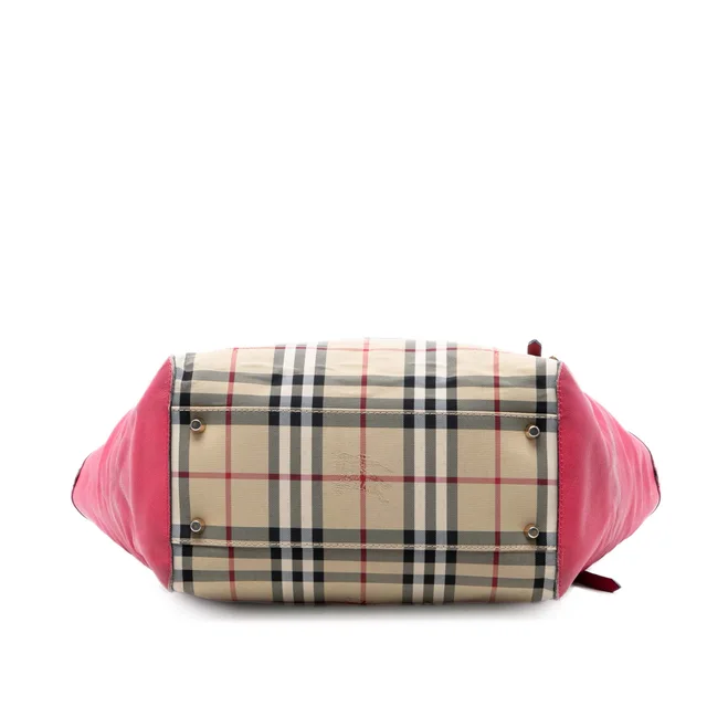 Burberry Small Haymarket Check Canvas and Leather Canterbury Tote in Beige Canvas from Designer Revival, photo 3 of 9